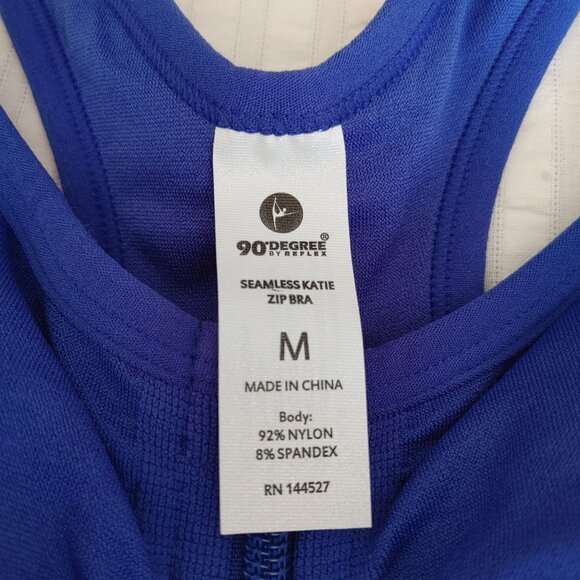 NWT 90 DEGREE BY REFLEX BLUE SEAMLESS KATIE ZIP SPORTS BRA - Picture 4 of 8